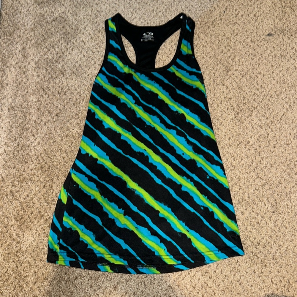 Women’s Champion Abstract Navy blue and Lime green tank top Size Small